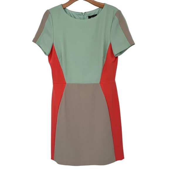 Tahari Arthur S. Levine Womens Colorblock  Dress Short-Sleeve Green Size 10 - Picture 1 of 11